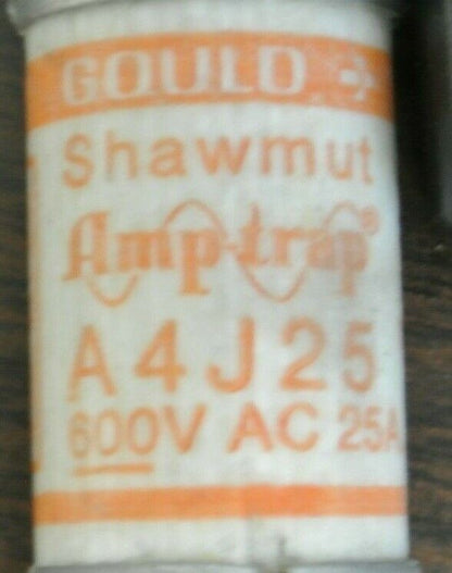 LOT of 4 / SHAWMUT A4J25 AMP-TRAP® CLASS J FUSE / 25A / 600V