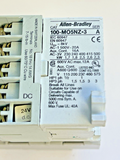 ALLEN BRADLEY - 193-EA1EB SER. B OVERLOAD RELAY & 100-MO5NZ*3 SER. A 24VDC COIL