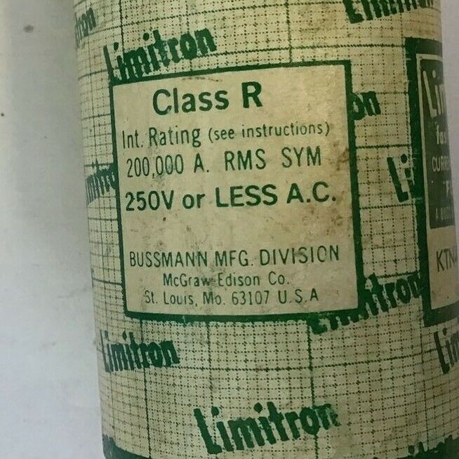 LIMITRON KTN-R 225 FAST ACTING FUSE 225AMP 250VAC CLASS R