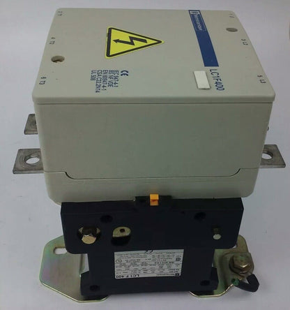 TELEMECANIQUE LC1F400 CONTACTOR, 3PH, 3P, 600V, 420A, 300HP,W/ LX9FJ910 24V COIL