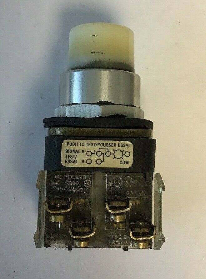 ALLEN-BRADLEY 800T-QT24 SER. T WHITE PUSHBUTTON SWITCH 24VAC/DC #757 LAMP