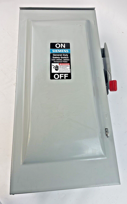 SIEMENS - GNF323R - SAFETY SWITCH - RAINPROOF -100 AMP MAX, NEMA 3R, 250 VDC MAX