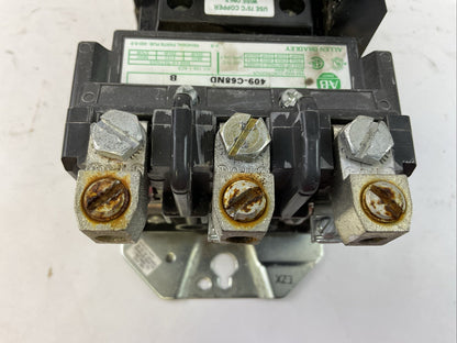 ALLEN BRADLEY 409-C38ND SER B STARTER 68A 600VAC 3PH 60HP COIL 115-120V W72 HEAT