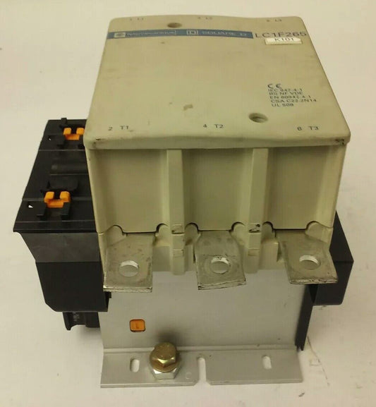 TELEMECANIQUE LC1F265 CONTACTOR, 3PH 600VAC 285A 200HP W/ 24V 40/400HZ  COIL