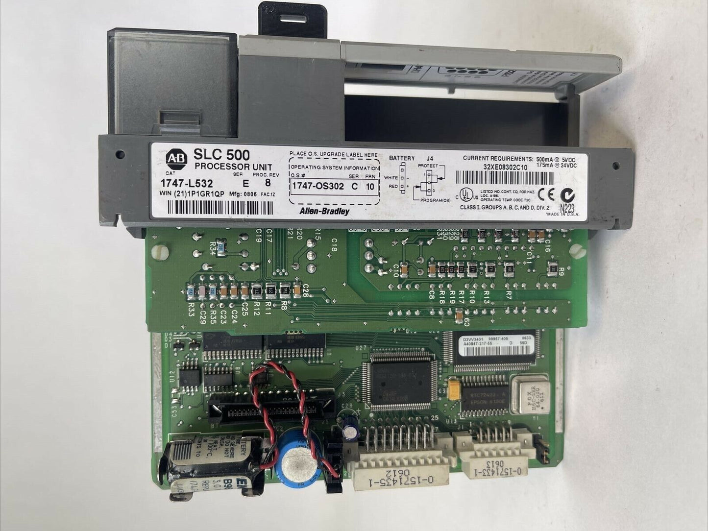 ALLEN BRADLEY 1747-L532 SER E PROC REV 8 PROCESSOR UNIT 1747-OS302 SER C FRN 10