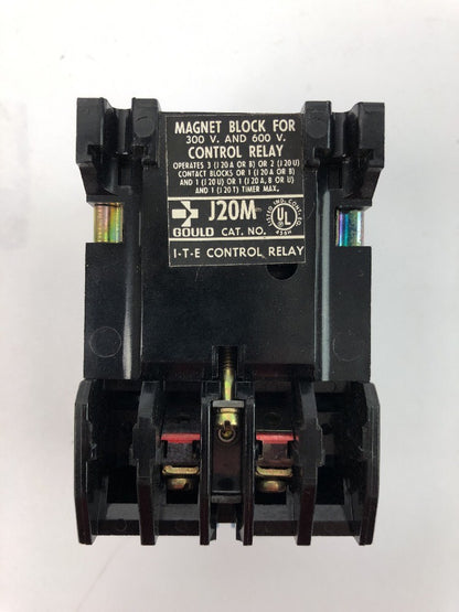 GOULD J10 J10B2012 CONTROL RELAY 300 V.A.C. MAX CONVERTIBLE CONTACTS 120V 60CY