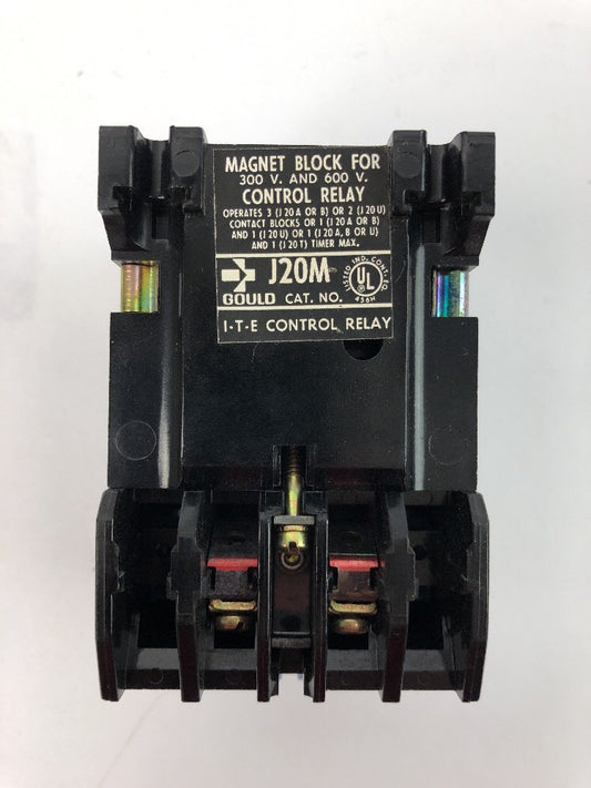 GOULD J10 J10B2012 CONTROL RELAY 300 V.A.C. MAX CONVERTIBLE CONTACTS 120V 60CY