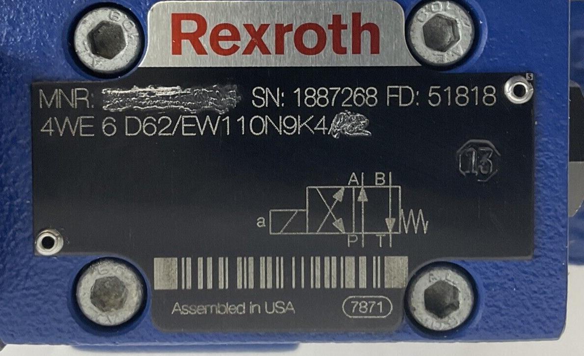 REXROTH 4WE6D62/EW110N9K4 DIRECTIONAL SOLENOID VALVE 120V 4WEH16D72/6E