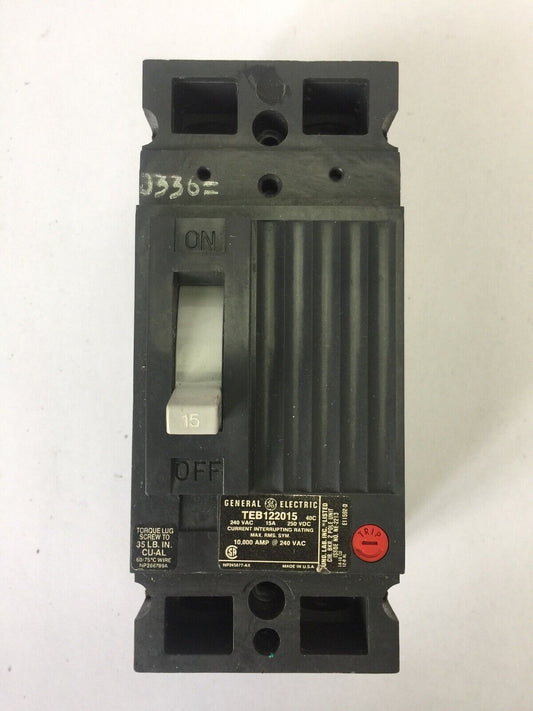 GE TEB122015 CIRCUIT BREAKER 15A 240VAC 250VDC 2 POLE