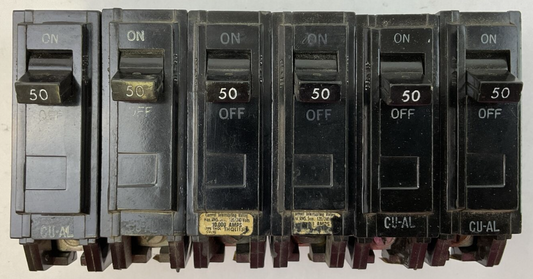 GE THQL1150 CIRCUIT BREAKER 1POLE 50AMP 120/240VAC (LOT OF 6)