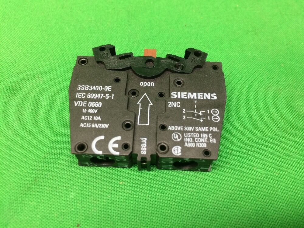 1 NEW SIEMENS 3SB3-400-0E 3SB34000E CONTACT BLOCK 2 N.C.