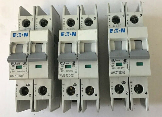 EATON WMZT2D02 CIRCUIT BREAKER 2A 480Y/277VAC 10KA 2POLE 50/60HZ***LOTOF3***