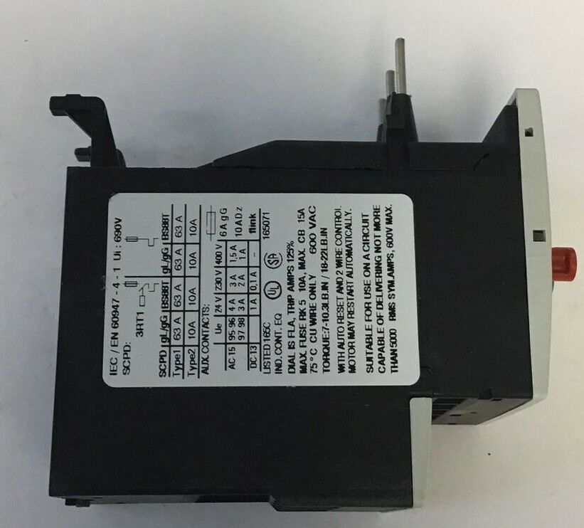 SIEMENS 3RU1126-1CB0 OVERLOAD RELAY CLASS 10