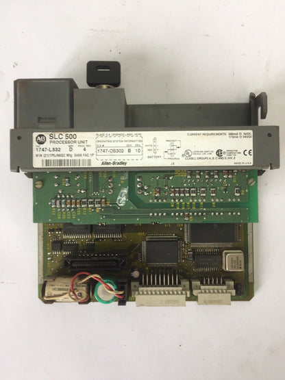 ALLEN BRADLEY 1747-L532 PROCESSOR UNIT 24VDC SER D PROC. REV 4
