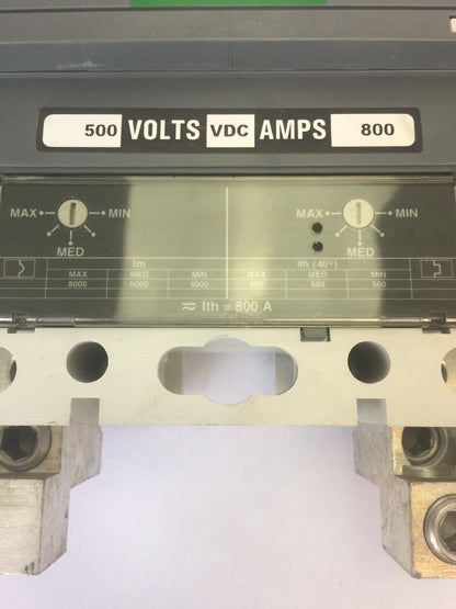ABB S6N CIRCUIT BREAKER SAC S6 500VDC 600VAC 2 POLE 800A TRIP