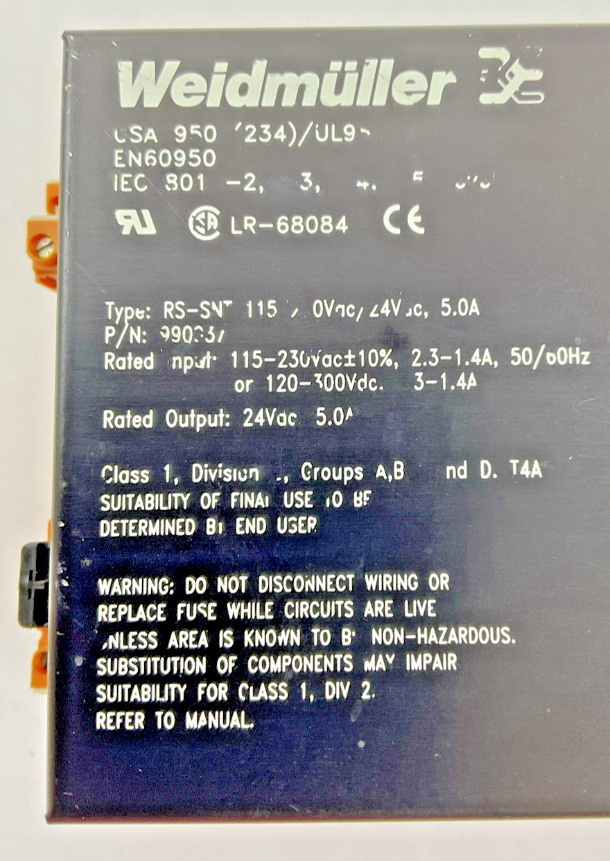 WEIDMULLER CSA 950 POWER SUPPLY 230VAC 300VDC