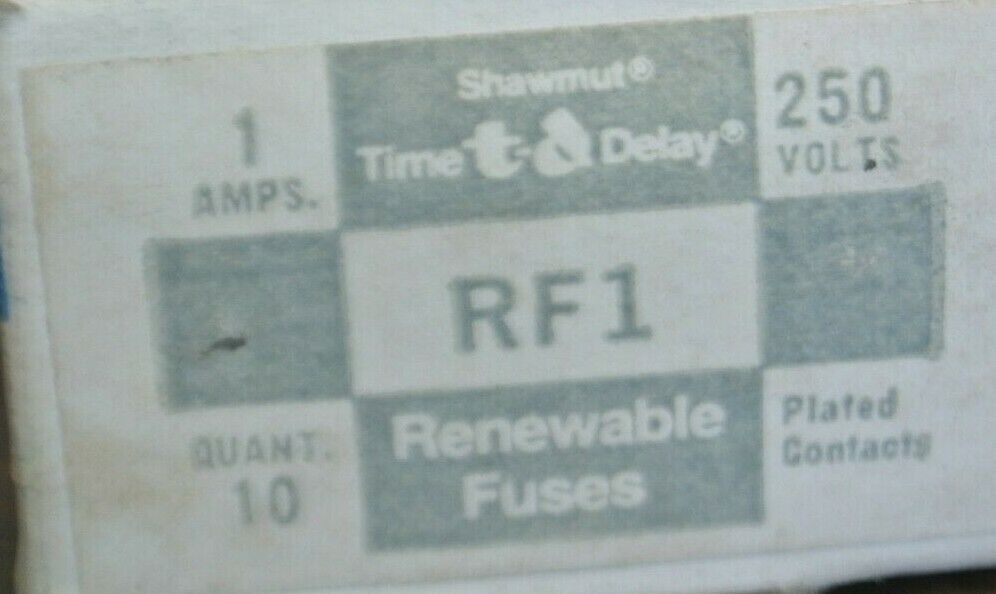 BOX of 10 / GOULD-SHAWMUT RF1 RENEWABLE FUSE 1A / 250V / NEW SURPLUS