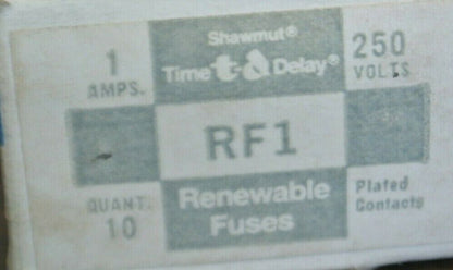 BOX of 10 / GOULD-SHAWMUT RF1 RENEWABLE FUSE 1A / 250V / NEW SURPLUS