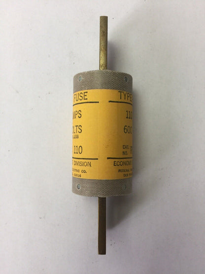 ECONOMY FUSE DIVISION RFC 110 TYPE-RF FUSE 110 AMP 600 VOLTS FEDERAL PACIFIC