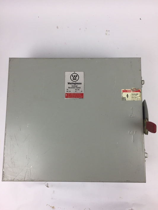 WESTINGHOUSE RDSN6030 SWITCH MAX AMP 30 MAX VOLT 600AC 250DC TYPE 3R RAINPROOF