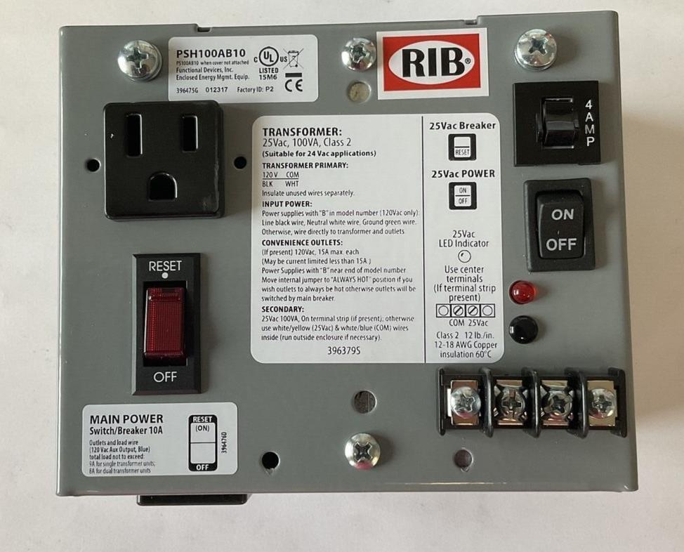 RIB PSH100AB10 TRANSFORMER 25VAC 100VA CLASS2