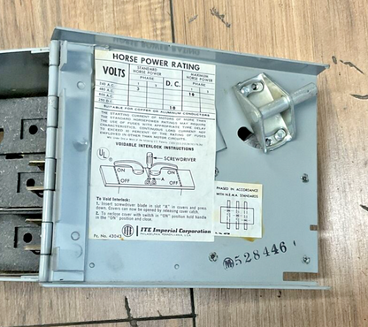 ITE V2B2222MR CLAMPMATIC VACU-BREAK 2POLE 250V 60A 10HP