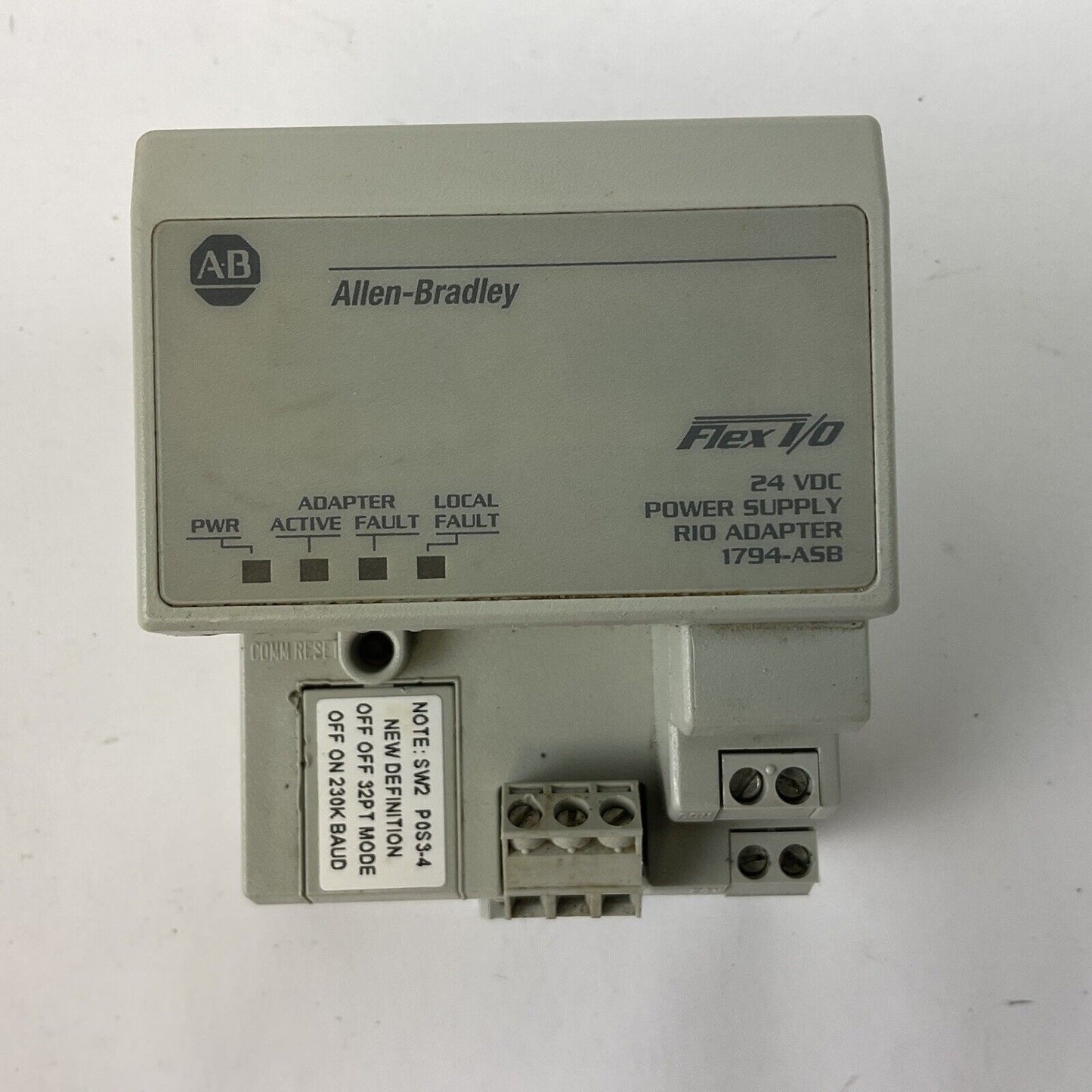 ALLEN BRADLEY 1794-ASB SER E REV A01 F/W REV H FLEX I/O 24VDC POWER SUPPLY RIO