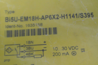 TURCK BI5U-EM18H-AP6X2-H1141/S395 / PROXIMITY SWITCH / 10-30VDC / 200mA / NEW