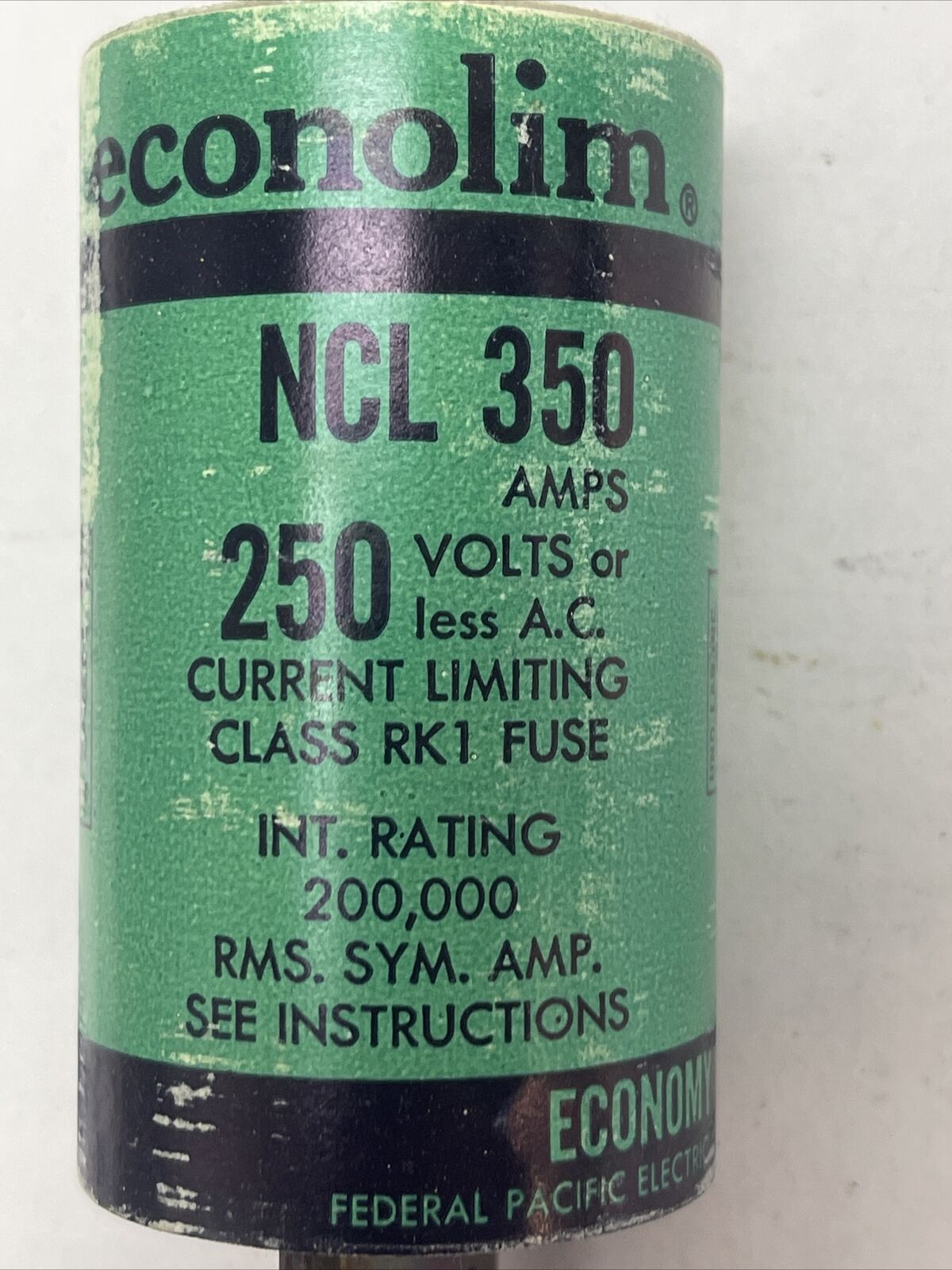 ECONOMY ECONOLIM NCLR350 CURRENT LIMITING CLASS RK1 FUSE 350AMP 250VAC