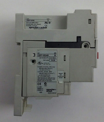 Sprecher Schuh CEP7EEAB Overload Relay (0.1 to 0.5 a) With CEP7-EPB (Used)