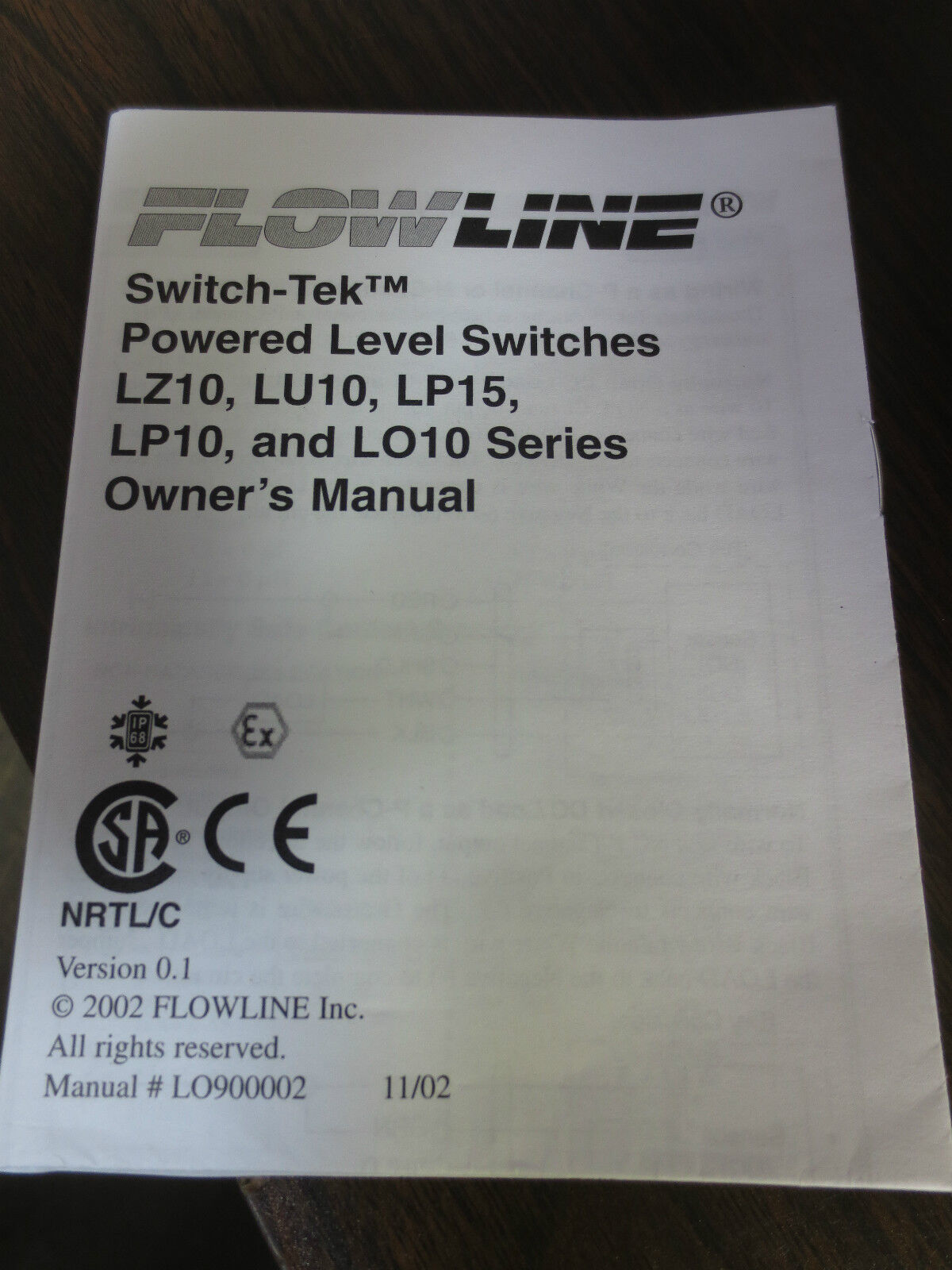 FLOWLINE LU10-1405 SWITCH-TEK POWERED ULTRASONIC LEVEL SWITCH - NEW SURPLUS