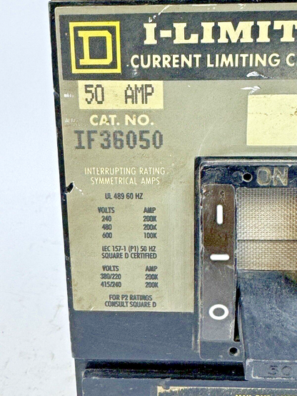 SQUARE D - IF36050 - I-LIMITER CIRCUIT BREAKER - 50 AMP, 3 POLE, 600 VAC