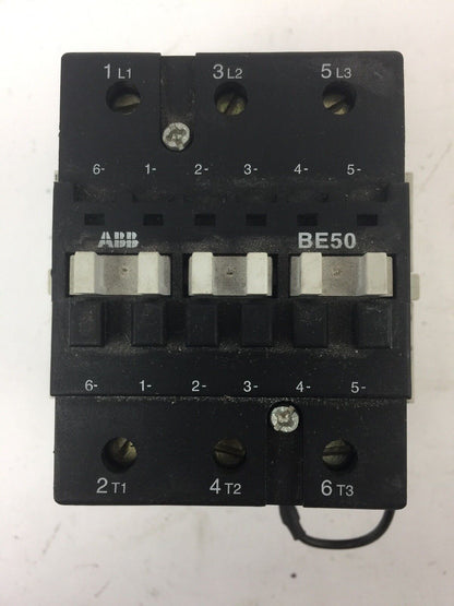 ABB BE50 CONTACTOR 600V 65A 3 POLE COIL 24VDC WITH CA L7 & CD L7 AUXILIARY CONTA