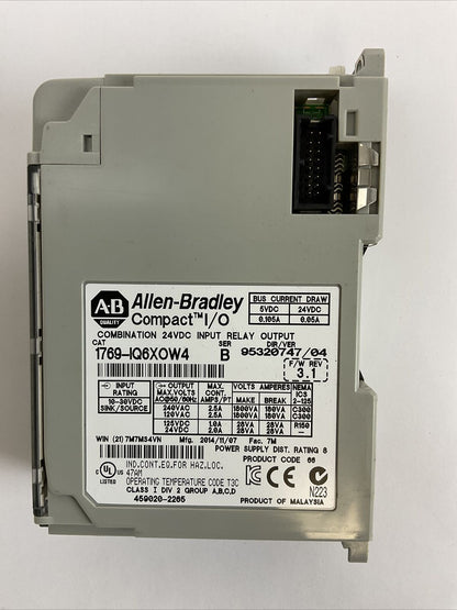 ALLEN BRADLEY 1769-IQ6XOW4 SER B F/W REV 3.1 DIR/VER 95320747/04 COMBINATION