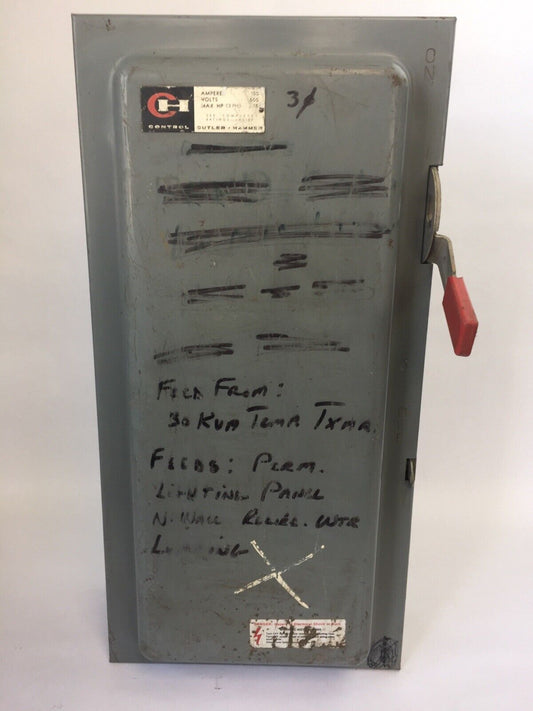 CUTLER HAMMER 4105H313H HEAVY DUTY FUSIBLE SAFETY SWITCH 100A 600VAC 75HP 3P 3PH