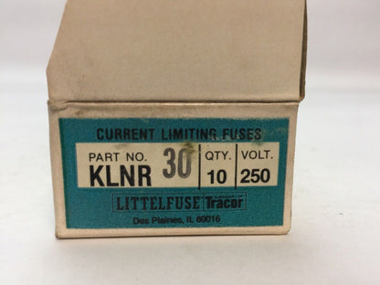 LITTELFUSE KLNR 30 CURRENT LIMITING FAST ACTING FUSE 250VAC 30AMP (BOX OF 10)