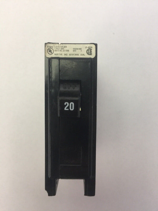 CUTLER HAMMER WESTINGHOUSE QBHW1020 CIRCUIT BREAKER 20A 120/240VAC 1P (LOT OF 4)