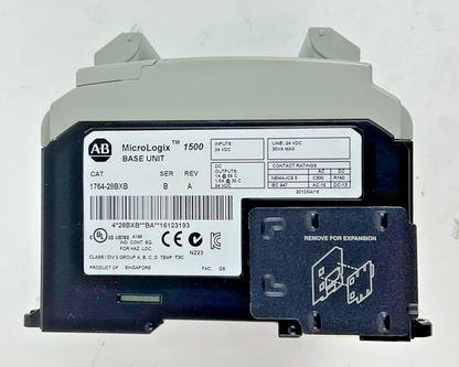 ALLEN BRADLEY 1764-28BXB BASE UNIT SER.B REV.A 24VDC MICROLOGIX 1500