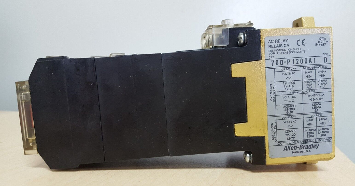 ALLEN BRADLEY 700-P1200A1 SER D AC RELAY 115-120V COIL