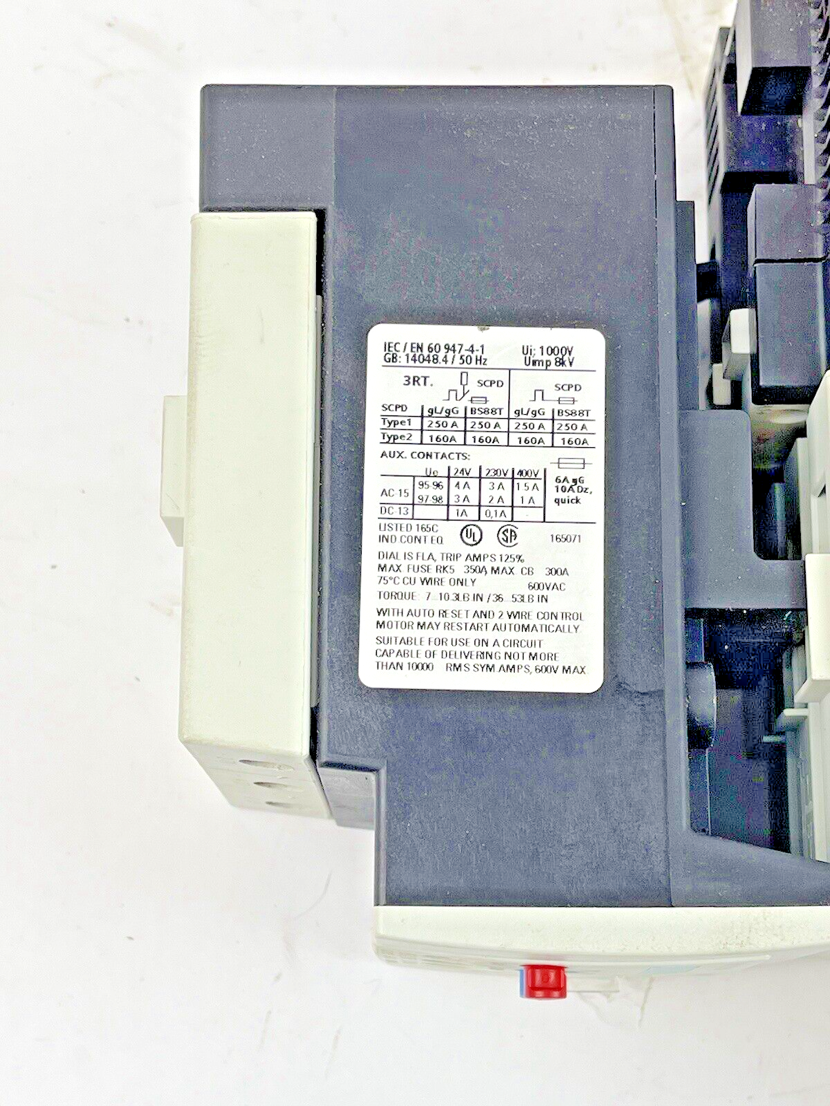 SIEMENS - 3RT1045-1BB40 & 3RU1146-4LB0 & 3RH1921-1CA10 (X2) & 3RT1936-1ER00