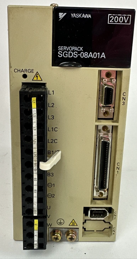 YASKAWA SGDS-08A01A SERVOPACK OUTPUT 3PH 0-230VAC 5.5A 750W INPUT 1PH 200-230VAC