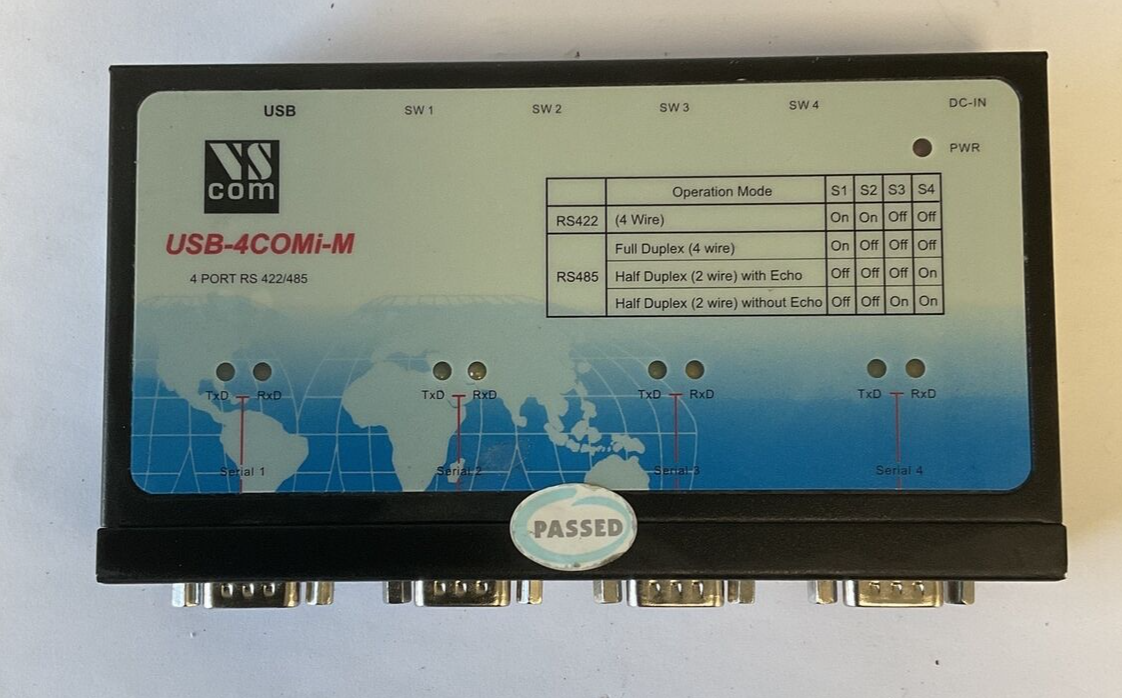 VS COM USB-4COMI-M CONNECTOR DB9-MALE 5VDC 1.6 4 PORT RS 422/285