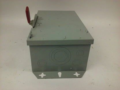 WESTINGHOUSE, HUN362, SAFETY SWITCH, 60A, 600V, 3P, TYPE 1 INDOOR, MISSING PARTS