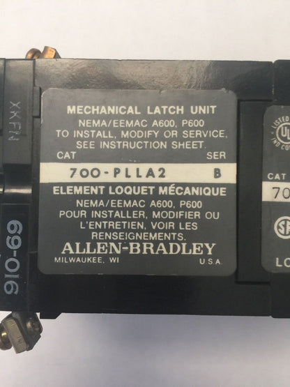 ALLEN BRADLEY 700-PL400A2 SER C AC RELAY W/ 700-PLLA2 700-P400A2 PA254 PL254