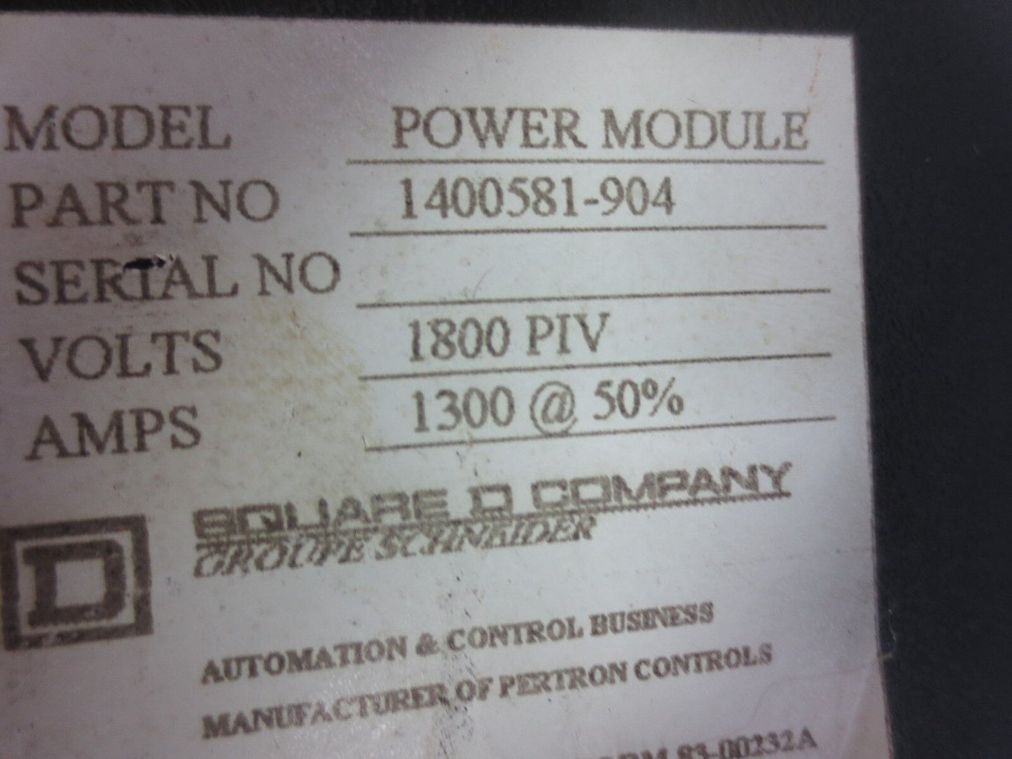 SQUARE D 1400581-904 / 1400621 PERTRON WELDING POWER SUPPLY 1800VAC, 1300A@50%