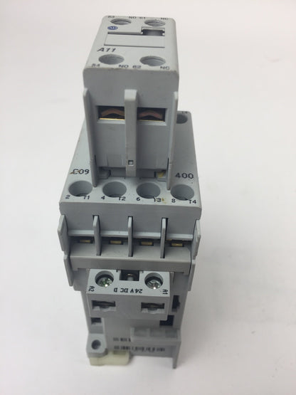 ALLEN BRADLEY 100-C09Z*400 CONTACTOR WITH 100-F COIL 24VDC