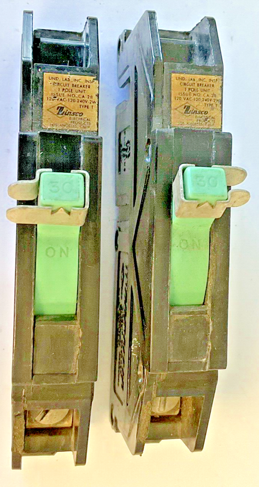 ZINSCO Q130 CIRCUIT BREAKER 30A 1POLE 120-240VAC TYPE T ***LOTOF2***