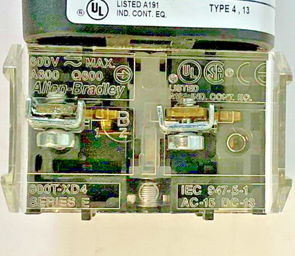 ALLEN BRADLEY 800T-FXT6A1 PUSH BUTTON SER.T W/ 800T-XD4