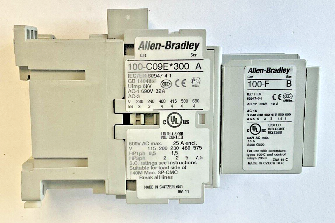 ALLEN BRADLEY 100-C09E*300 CONTACTOR 24VDC SER.A / 100-F COIL SER.B