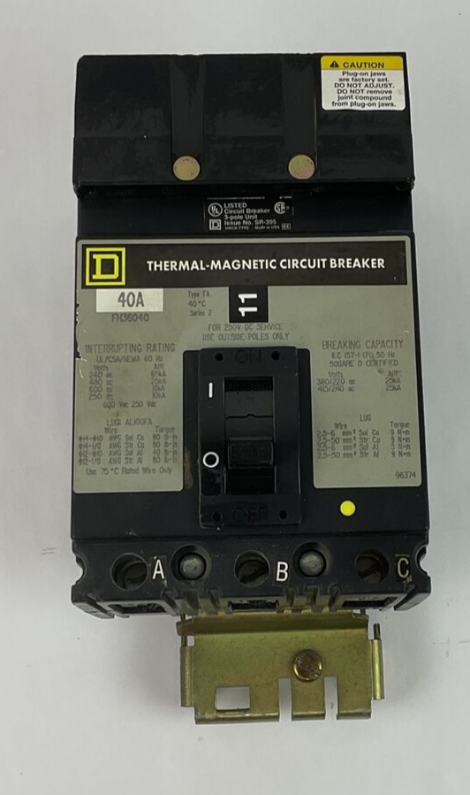 SQUARE D FH36040 CIRCUIT BREAKER SER.2 600V 40A
